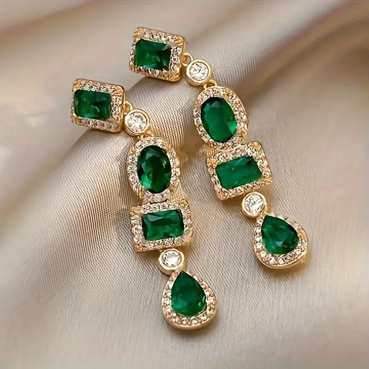 Gold Smaragd Multi-Shape Tropfenohrringe