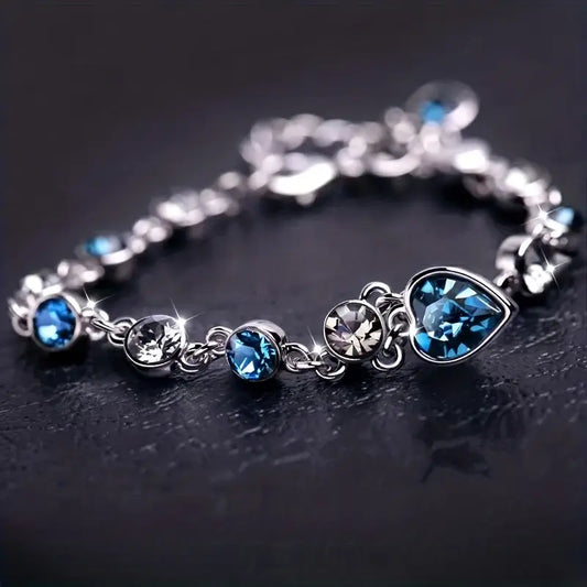 Silber Saphir Herz Kettenarmband