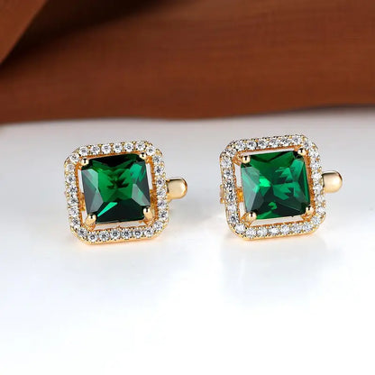 Gold Grün Square Zirkonia Ohrringe | Gold
