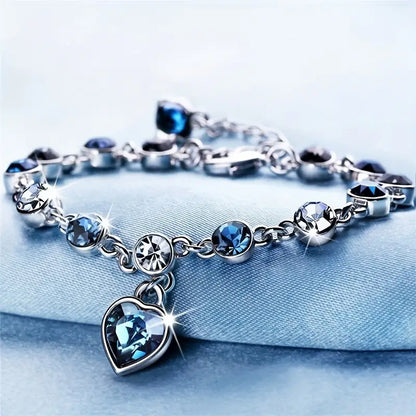 Ocean Herz Glow Armband | Weißgold