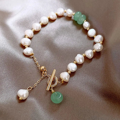Süßwasser Perlen & Jade Armband