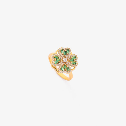 Gold Smaragd Blüten Ring