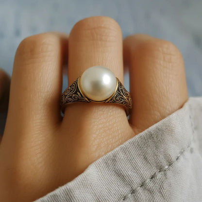 Zeitlos Vintage Perlen Goldring