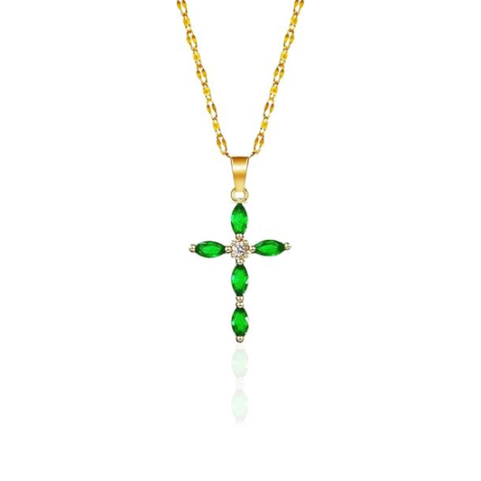 Smaragd Kreuz Halskette | Gold